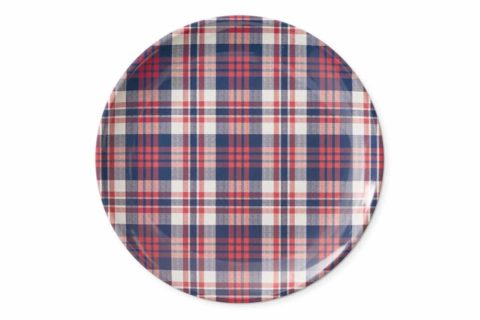Red, white and blue plaid plate