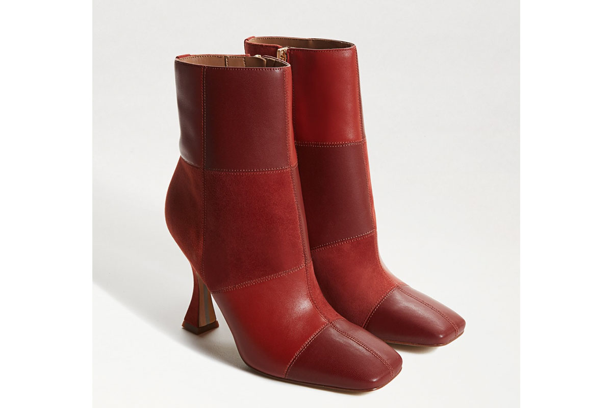 red block print heel