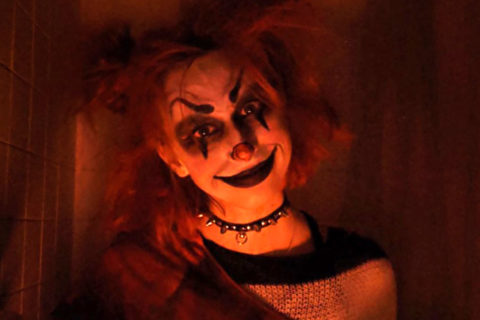 creepy red clown