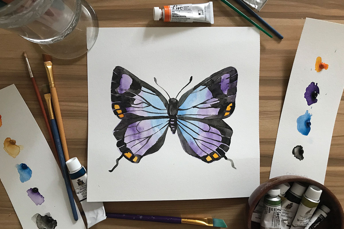 watercolor painting of butterly
