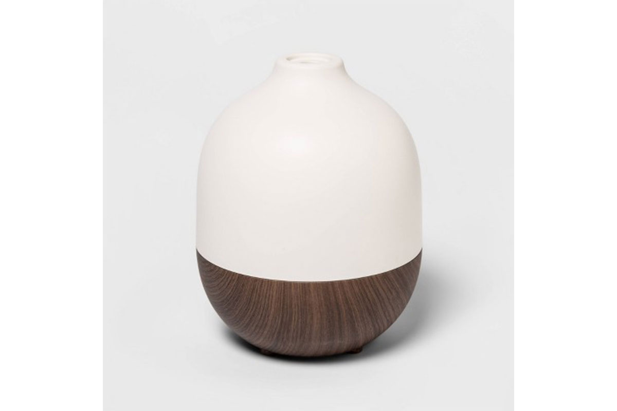 white and wooden essential oils diffuser