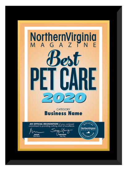 2020 Best Pet Care plaque