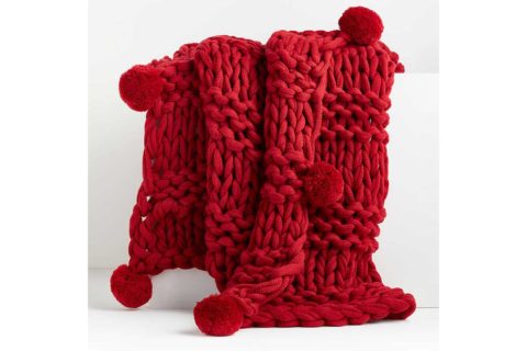 red chunky throw blanket
