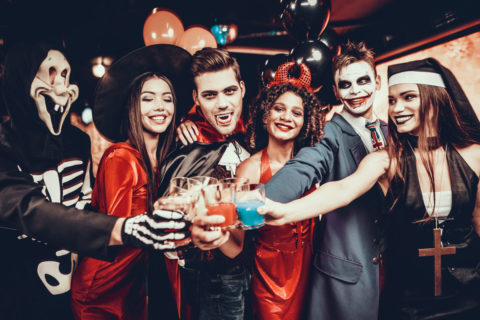 adults at halloween party