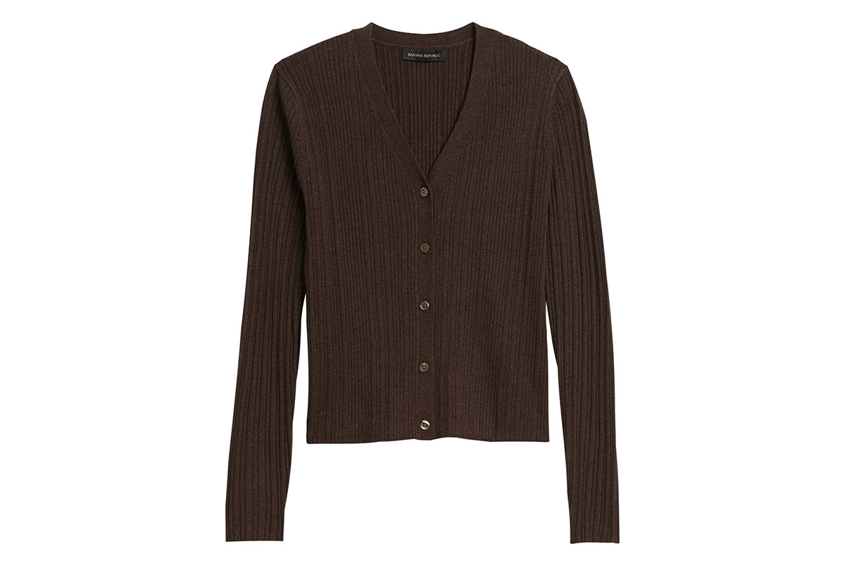 Cropped Cardigan Sweater in deep brown