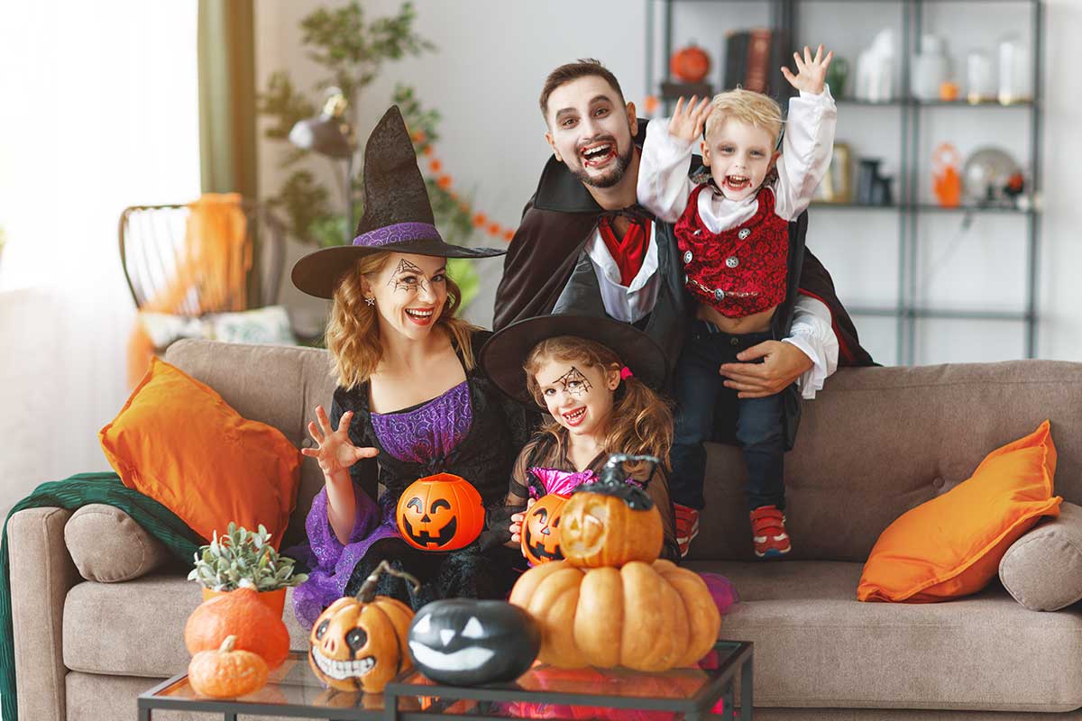 family in halloween costumes