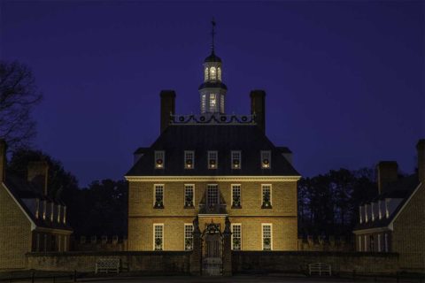 Colonial Williamsburg at night