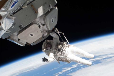 Astronaut outside of International Space Station