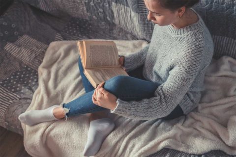 woman reading a book