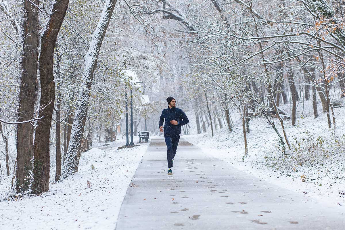 man running during winter