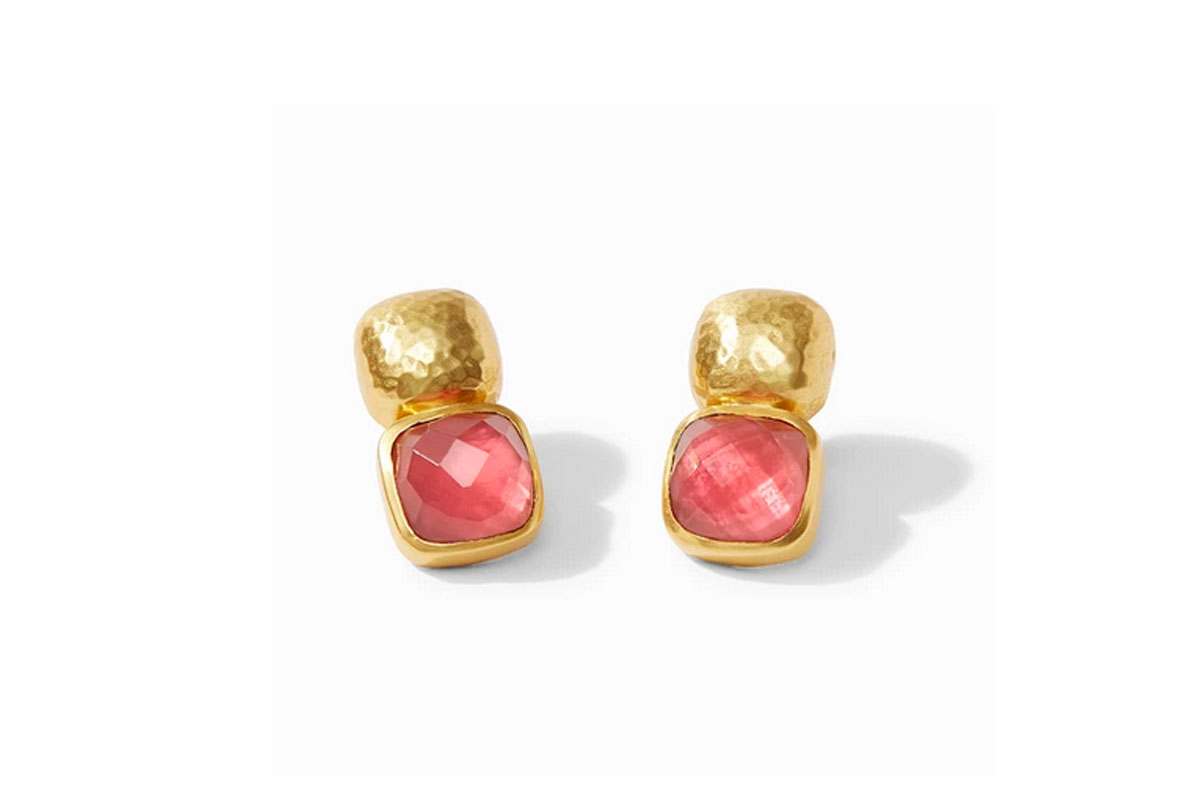 Rose colored glass cut earrings