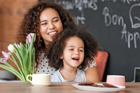 mother and daughter with cookies