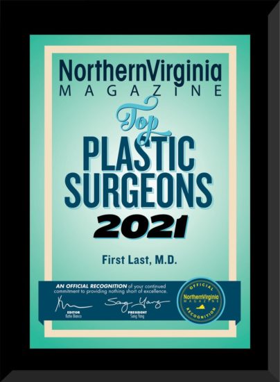 2021 top plastic surgeon plaque