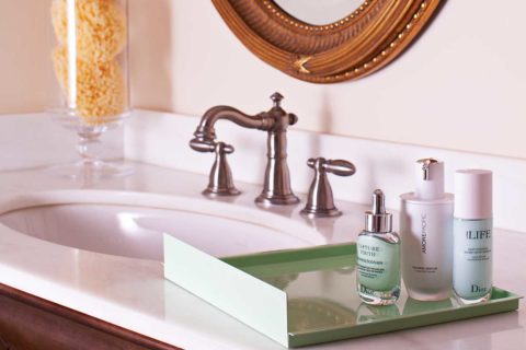 beauty fridge in bathroom