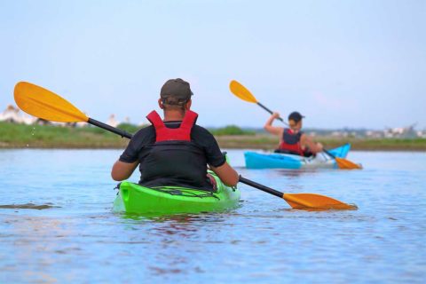 two people kayaking