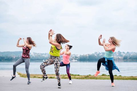women in zumba class