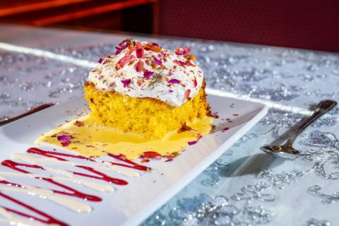 Saffron milk cake at Balqees