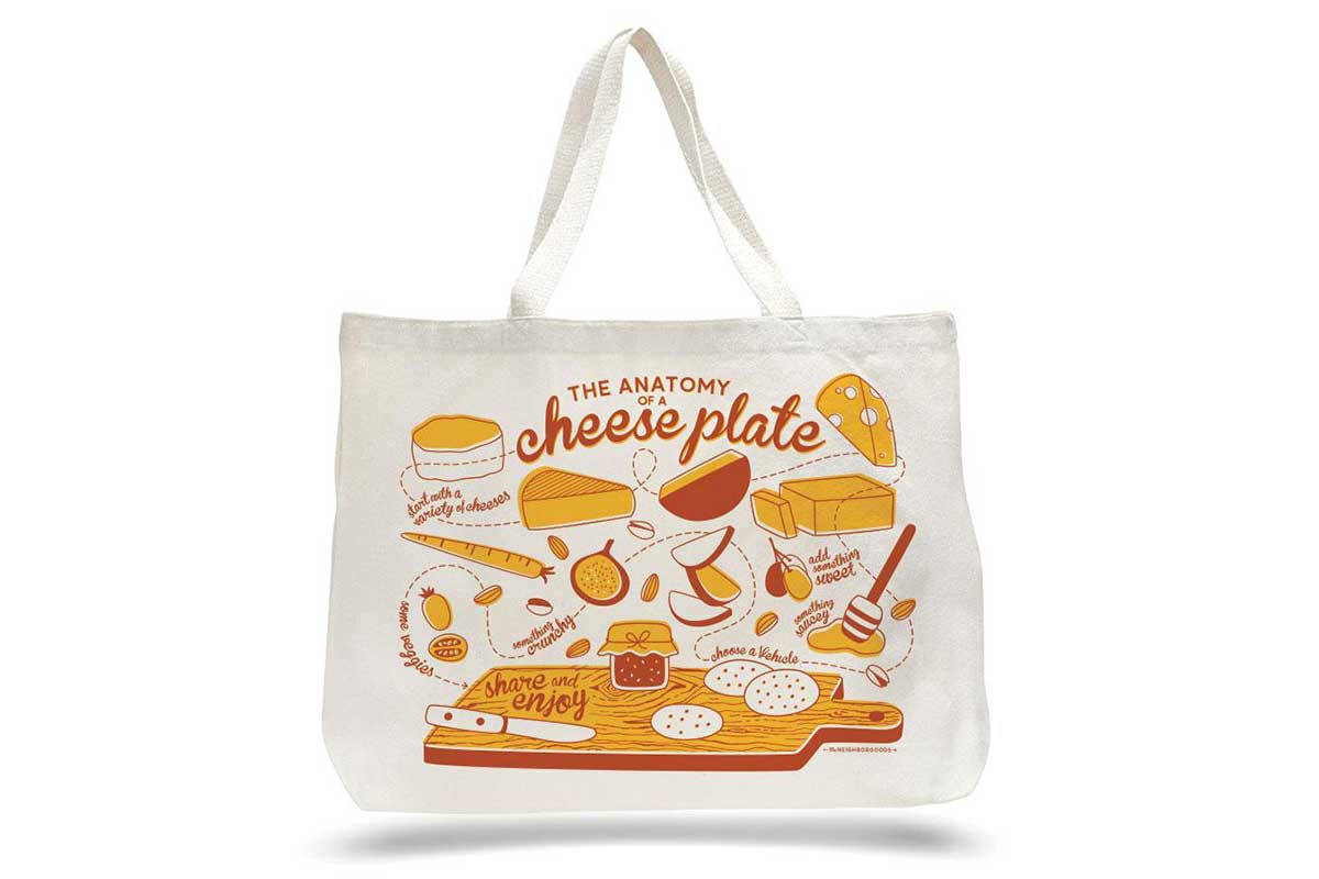 the cheese plate tote bag