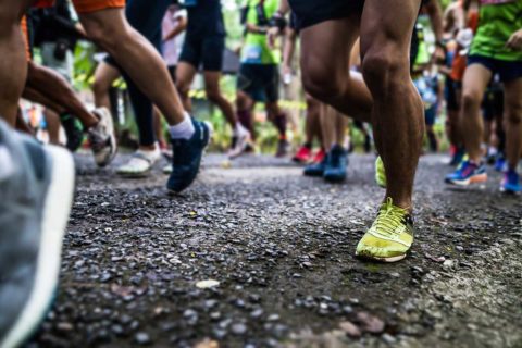 running on road