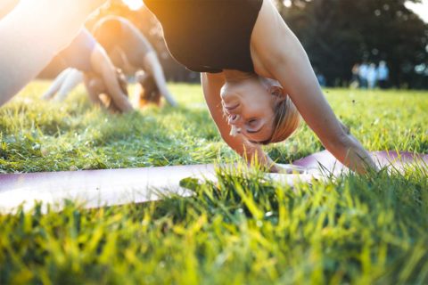 woman practicing yoga