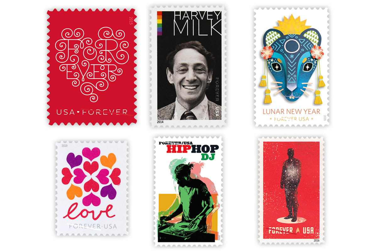 variety of stamp designs