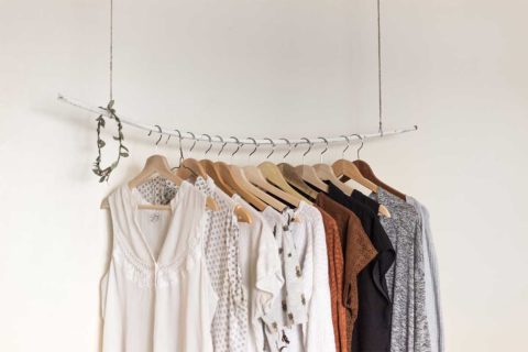 dresses on clothing rack