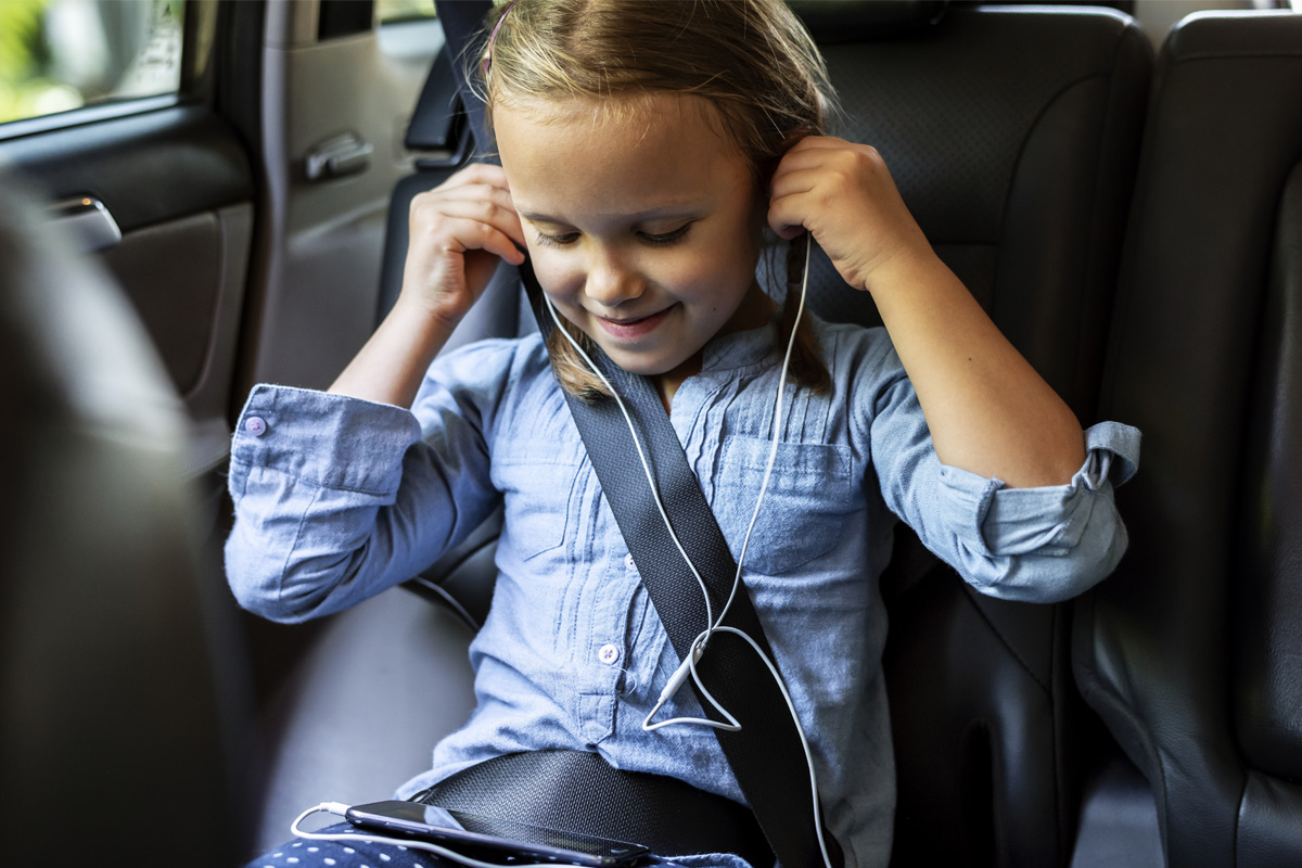 child with headphones