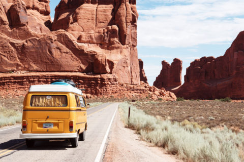 van on road