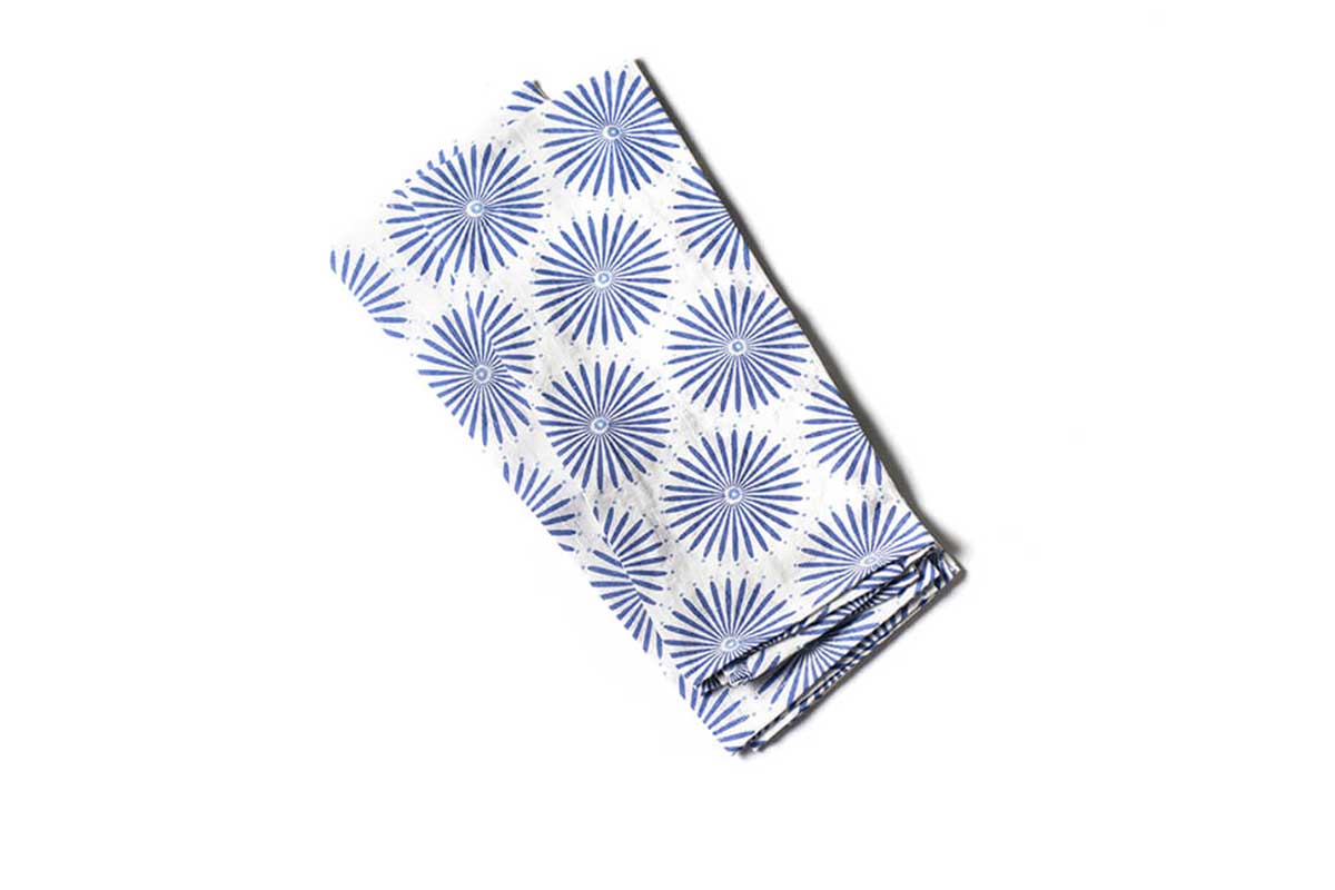 blue and white kitchen towel