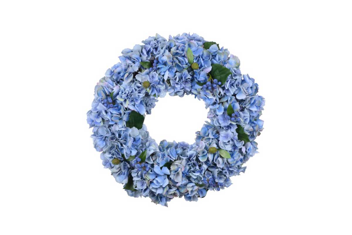 and Farmhouse Decorations Retro Blue Home PACO Door Wreath 16.5” – All Season Eucalyptus Peony Flower Wreath for Front Door Suitable for Wall