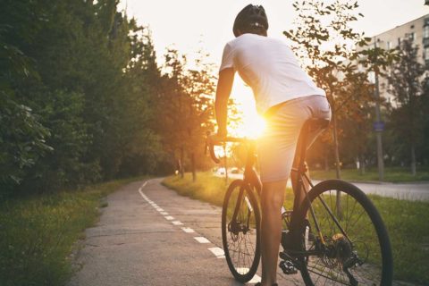 man riding bike
