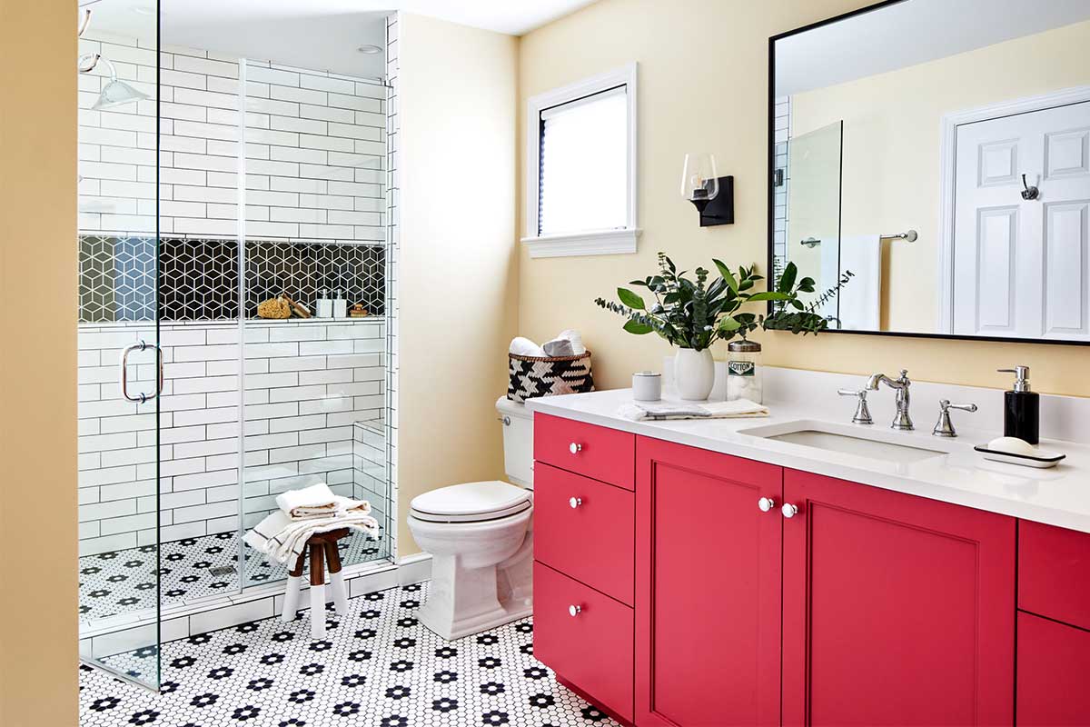 pink bathroom vanity