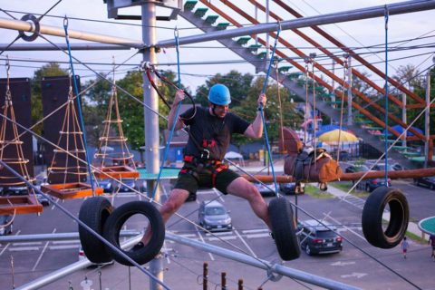 man on ropes course
