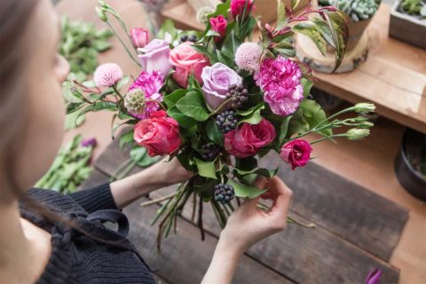 making a floral arrangement