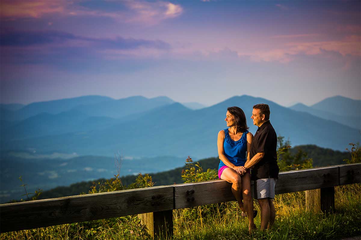couple looking at mountain view