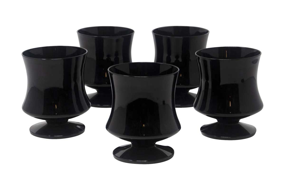 black glass cups