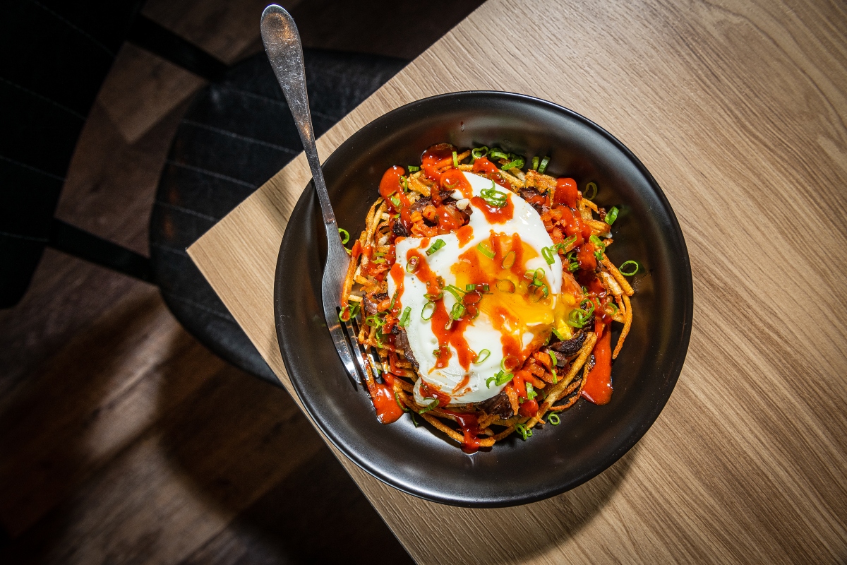 Join the breakfast club with Ahn’s meaty short ribs over potato hash. 