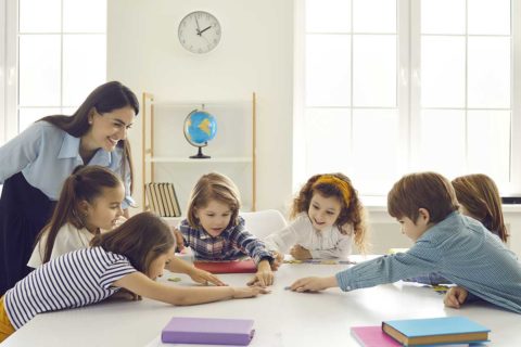 children playing at table
