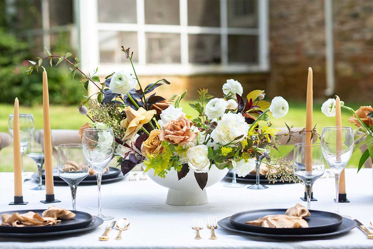 floral centerpiece outdoors