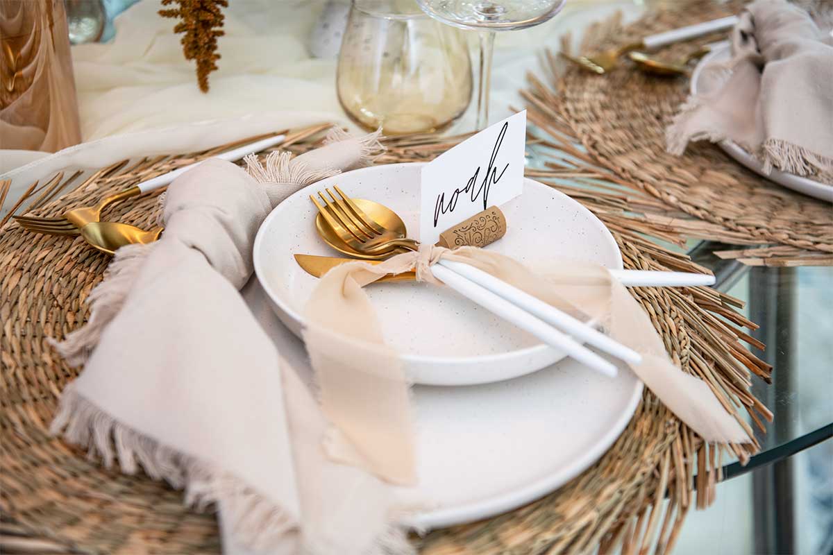 table setting with name card