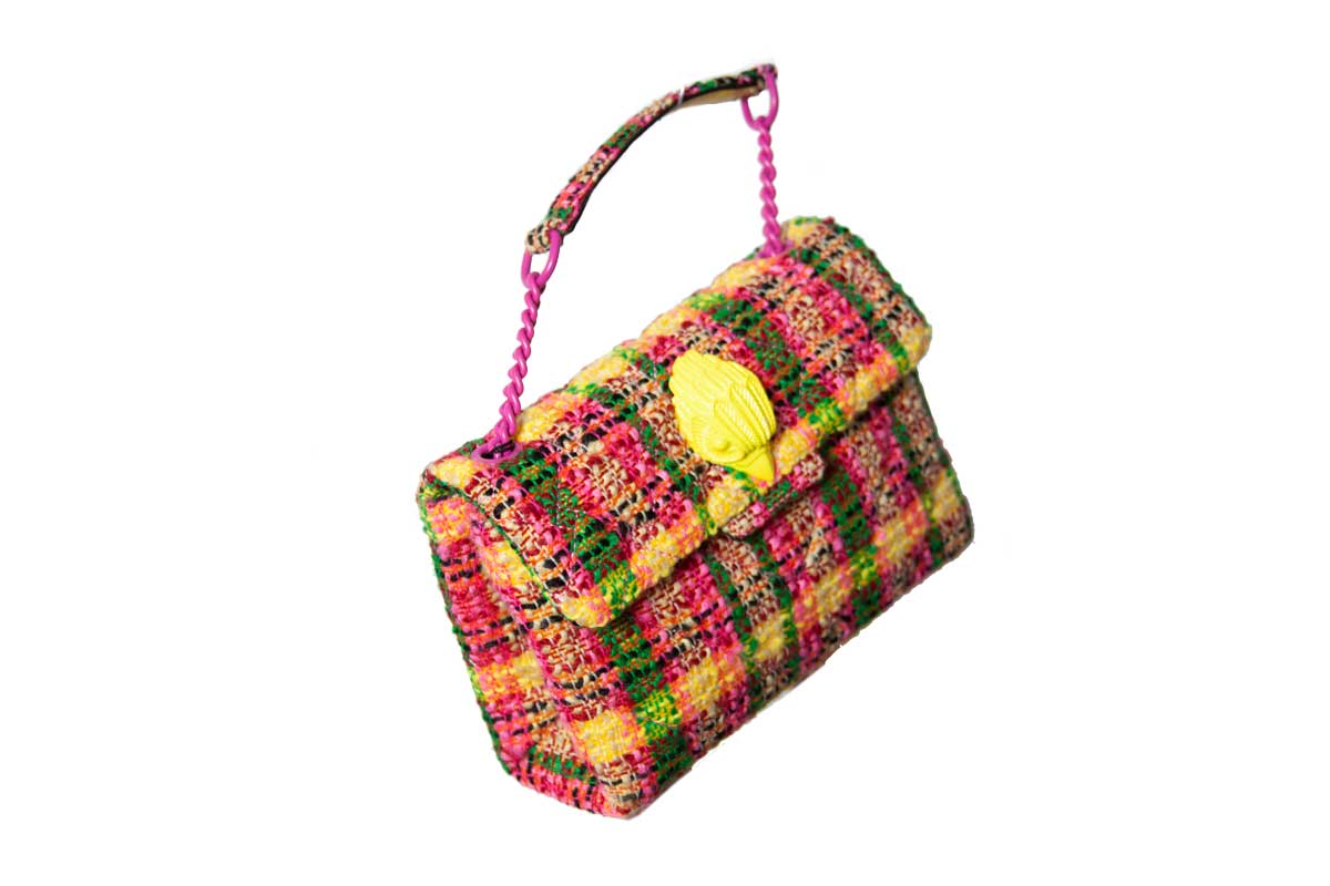 multicolored tweed bag