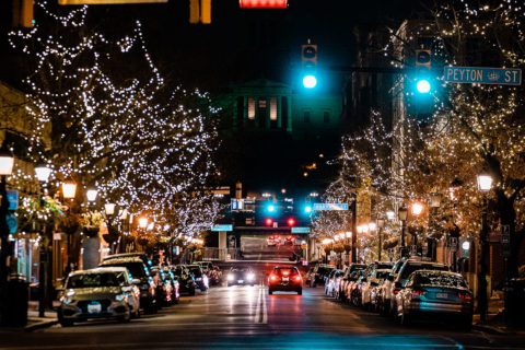 king street alexandria with lights