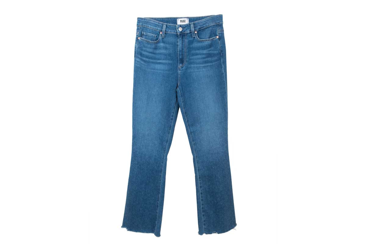 blue jeans with destroyed hem