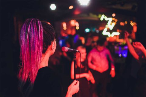girl at open mic