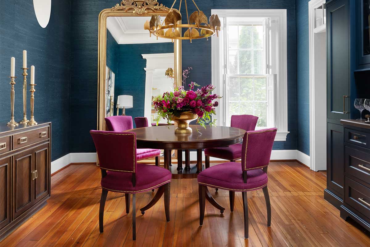 purple colored dining room chairs