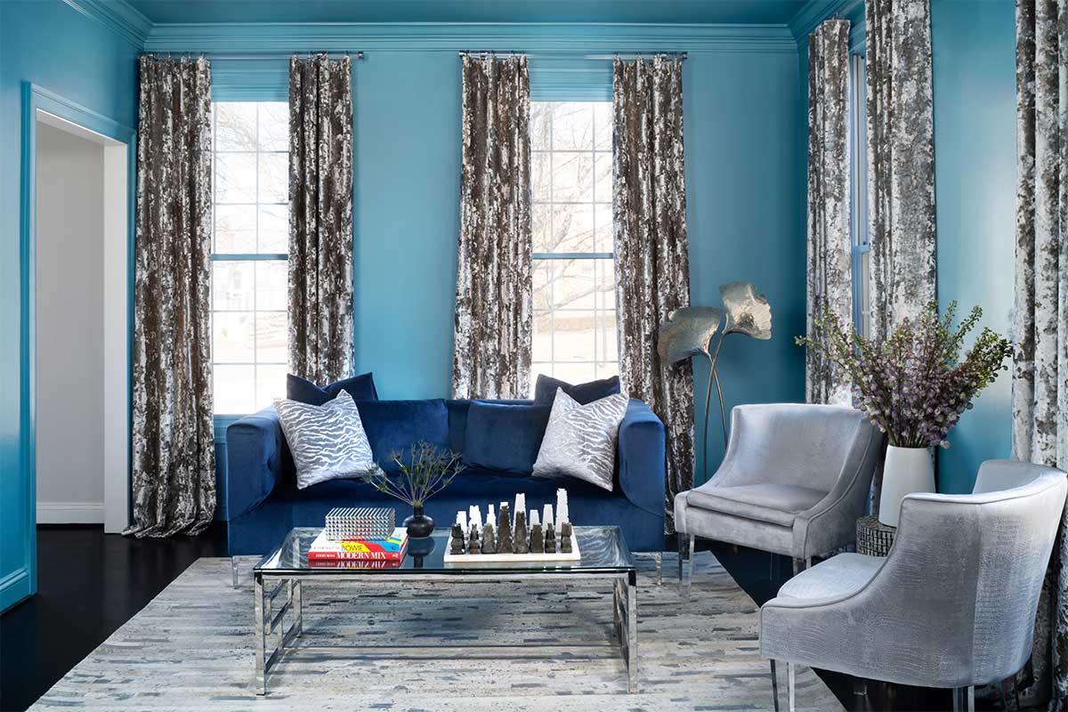 blue living room and furniture