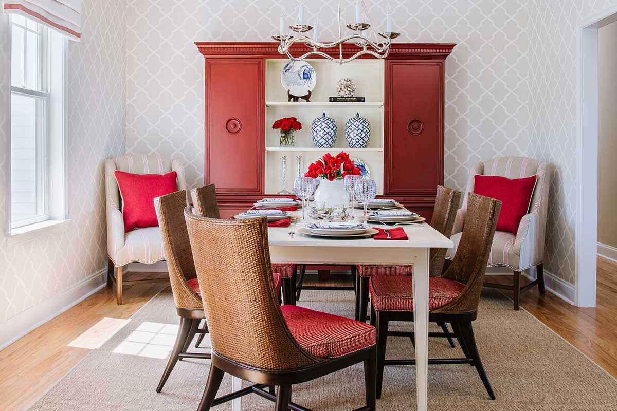 red and white dining room