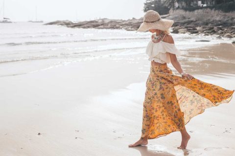 woman walking on the beach