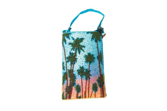 beaded bag with palm trees