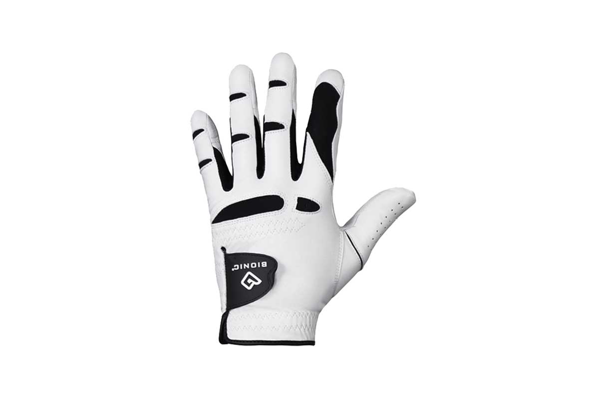 white and black golf glove